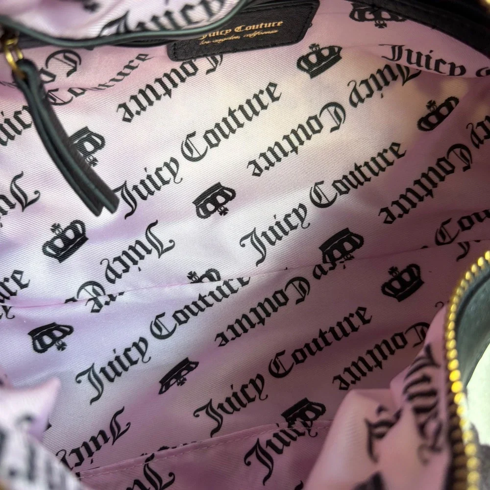 New Juicy Couture Romance Cow Hobo Shoulder Handbag Black Pink Bow Y2K Cute